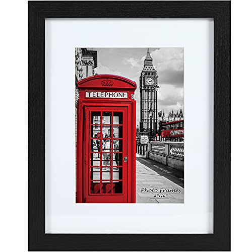 PEALSN 8x10 Picture Frame Set of 6, Display Picture 5x7 with Mat or 8x10 Without Mat, Black Woodgrain - Image 2