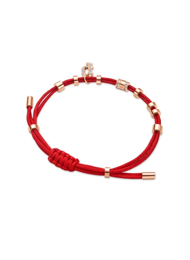 POLICE Luck Gold Plated Ladies Bracelet With Logo Charm and Crystals 170+35MM