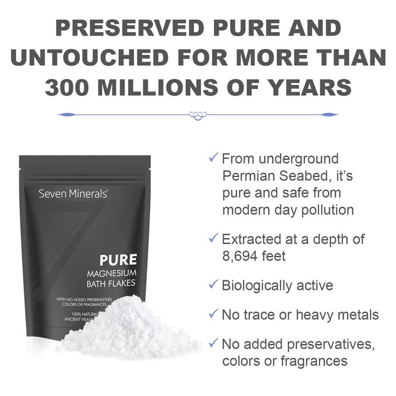 Seven Minerals Pure Magnesium Chloride Flakes 3 lb - Absorbs Better Than Epsom Salt - All Natural Unscented Foot Soak (15 uses) or Full Body Bath (8 uses) for Relaxation, Muscle Pain and More! - Image 3