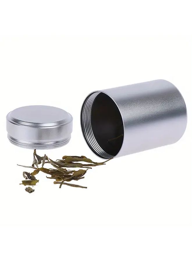 1pc Silvery Airtight Aluminum Herb Storage Can Tea Jar Metal Sealed Canister Pantry Organization Durable Reusable Container Compact Storage Sleek Design Small Space Living - Image 5