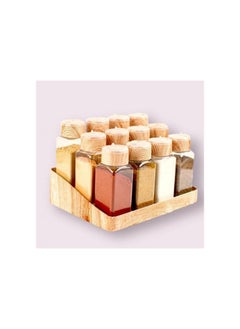 Spaceshoop Plastic Jars Set 12 Pieces Transparent Design In Wooden Colors  - Image 1