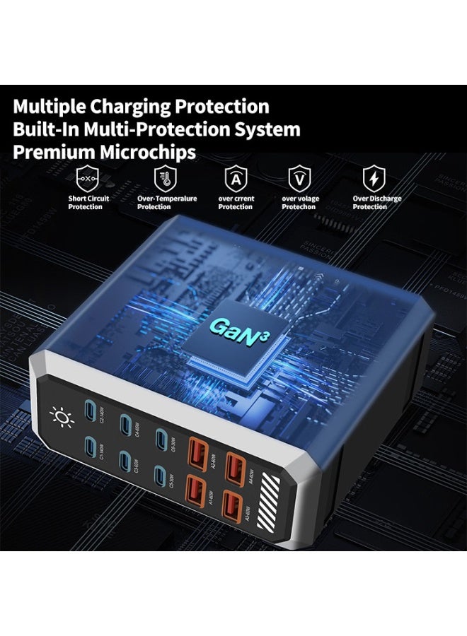BlueFire 10-Port 660W GaN Fast Charging Station, High Power Desktop USB Charger with Multiple Type-C PD Ports, Multi Device Charging Hub for Smartphones, Tablets, Earphones, Smartwatches and Accessories, Fire Resistant ABS + PC Material, Safe Fast Charging Station for Home Office Travel - Image 2