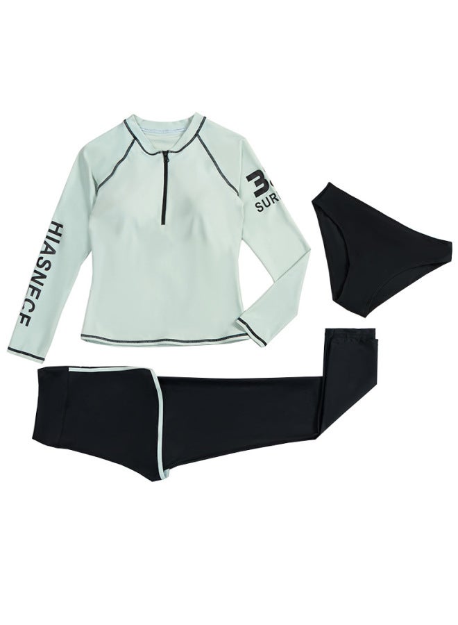 إسكدنيا ملابس سباحة للأطفال من Haixi Lanjing 2023 بنطال بأكمام طويلة للفتيات على الطراز الكوري واقي من الشمس مكون من ثلاث قطع - اللون: أسود - - Image 5