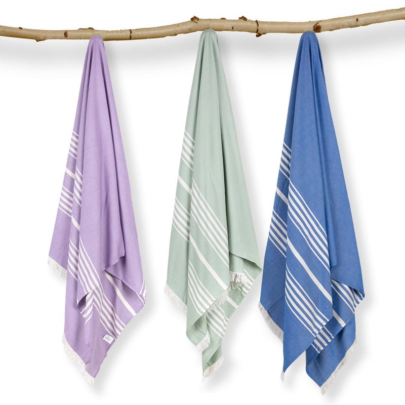 Mush 100% Bamboo Large Bath Towel | Ultra Soft, Absorbent, Light Weight, & Quick Dry Towel For Bath, Travel, Gym, Beach, Pool, And Yoga | 29 X 59 Inches Set Of 3 - Lavender,Blue & Light Green, 250 TC - Image 2