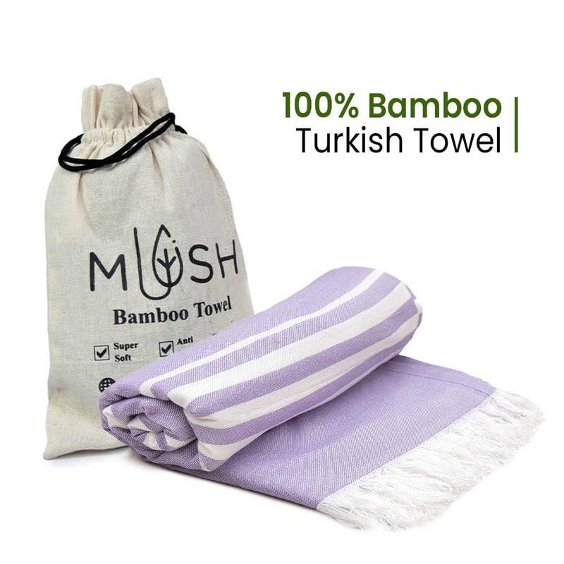 Mush 100% Bamboo Large Bath Towel | Ultra Soft, Absorbent, Light Weight, & Quick Dry Towel For Bath, Travel, Gym, Beach, Pool, And Yoga | 29 X 59 Inches Set Of 3 - Lavender,Blue & Light Green, 250 TC - Image 5
