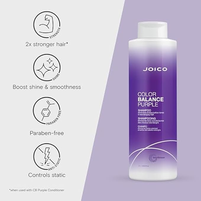 JOICO شامبو توازن اللون الأرجواني للشعر الأشقر البارد والرمادي | 33.8 أونصة سائلة - Image 3
