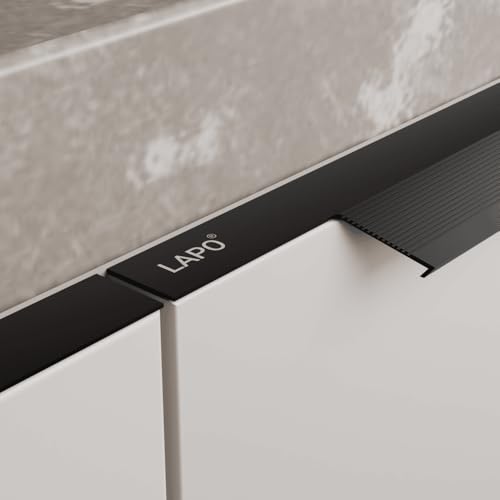 LAPO 2 Piece Aluminum Kitchen Profile Handle, 16 Inch Cabinet Profile Handle, Drawer Handle for Kitchen Wardrobe Pull Handle for Home, Hotel, Office (Black Finish) AMS - Image 2