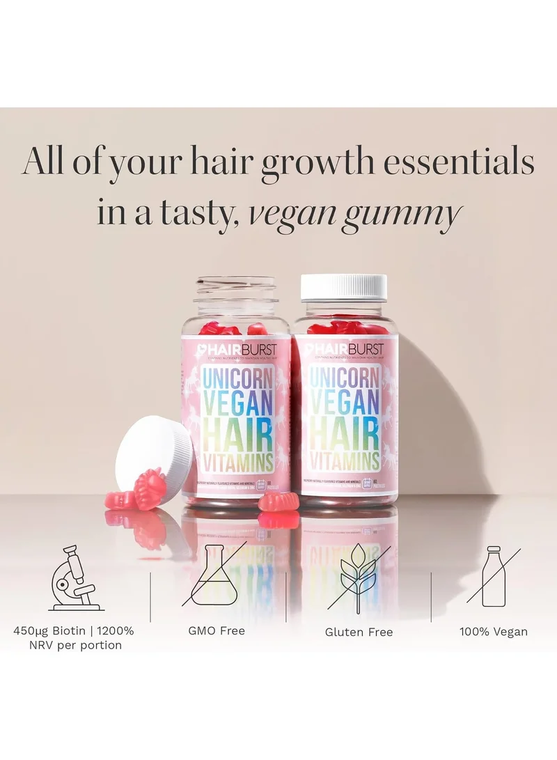 HAIR BURST Chewable Vegan Hair Vitamins - Hair Vitamins for Growth and Hair Loss – Hair Supplements for Both Men and Woman - Biotin Hair Growth Vitamins - 1 Month Supply - 60 Gummies