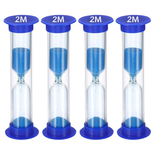 TeacherFav Sand Timer for Kids - 2 Minute Set of 4 Hour Glass -Blue Color- Acrylic Covered for Classroom, Home & Kids Room - Image 1
