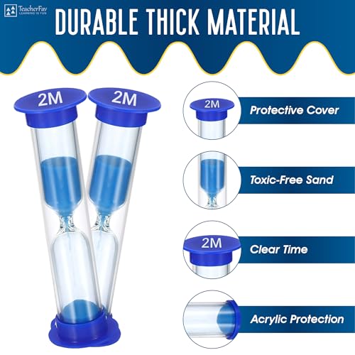 TeacherFav Sand Timer for Kids - 2 Minute Set of 4 Hour Glass -Blue Color- Acrylic Covered for Classroom, Home & Kids Room - Image 3