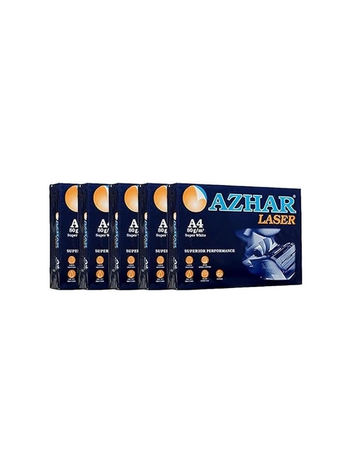 Azhar Printing and copying paper (Azhar - size (A4) - 80 grams), a carton of 5 - a package of 500 sheets - Image 1