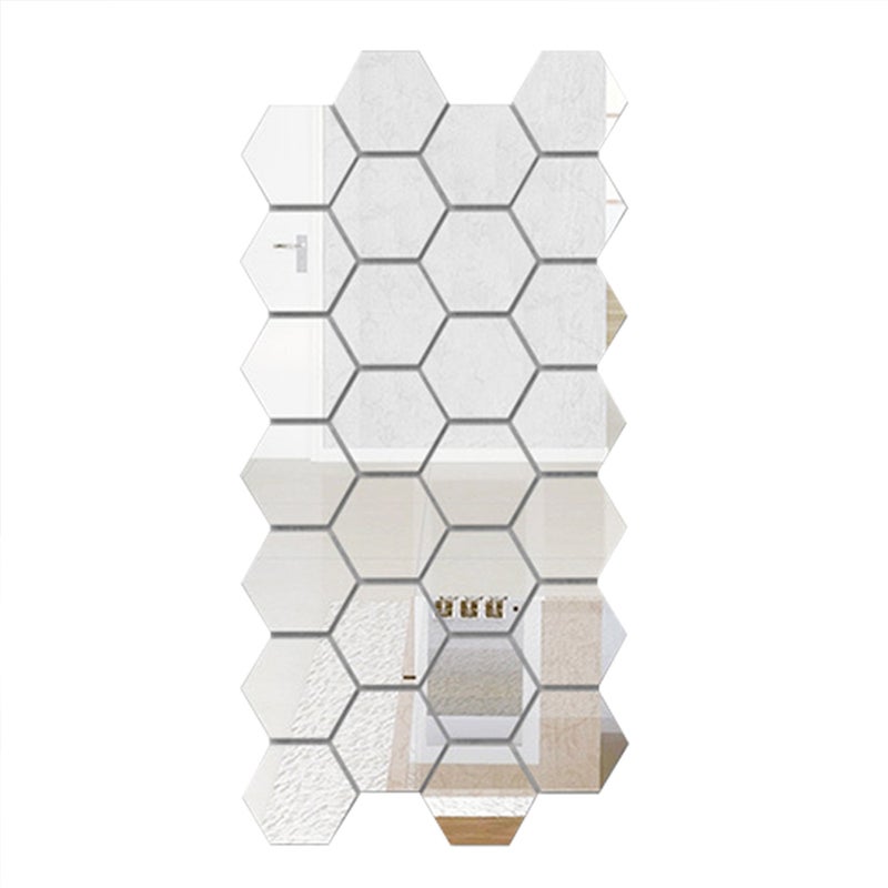 Factory Acrylic Mirror Three-dimensional Wall Sticker Living Room Entrance Aisle Staircase Personality Decorative Mirror Sticker Hexagon Frame Mirror silver ultra small 4.6 * 4.6 cm set (12) - Image 1