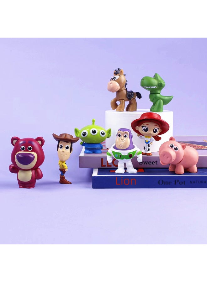 8 Toy Story Figurines Hoodie Gus Buzz Lightyear Cartoon Doll Cake Ornament Gashapon Figurines Action Figures Collectibles-Color:Toy Story 8 Set