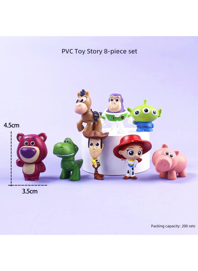 8 Toy Story Figurines Hoodie Gus Buzz Lightyear Cartoon Doll Cake Ornament Gashapon Figurines Action Figures Collectibles-Color:Toy Story 8 Set