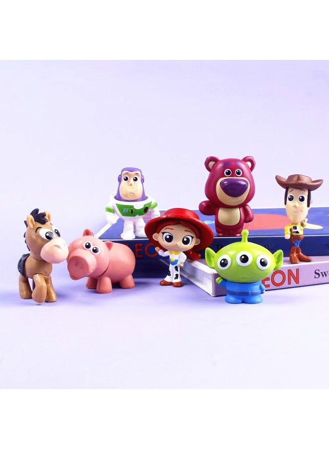 8 Toy Story Figurines Hoodie Gus Buzz Lightyear Cartoon Doll Cake Ornament Gashapon Figurines Action Figures Collectibles-Color:Toy Story 8 Set