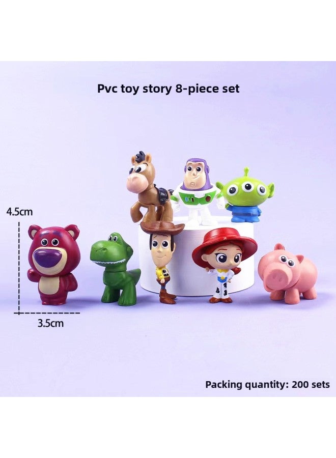 8 Toy Story Figurines Hoodie Gus Buzz Lightyear Cartoon Doll Cake Ornament Gashapon Figurines Action Figures Collectibles-Color:Toy Story 8 Set