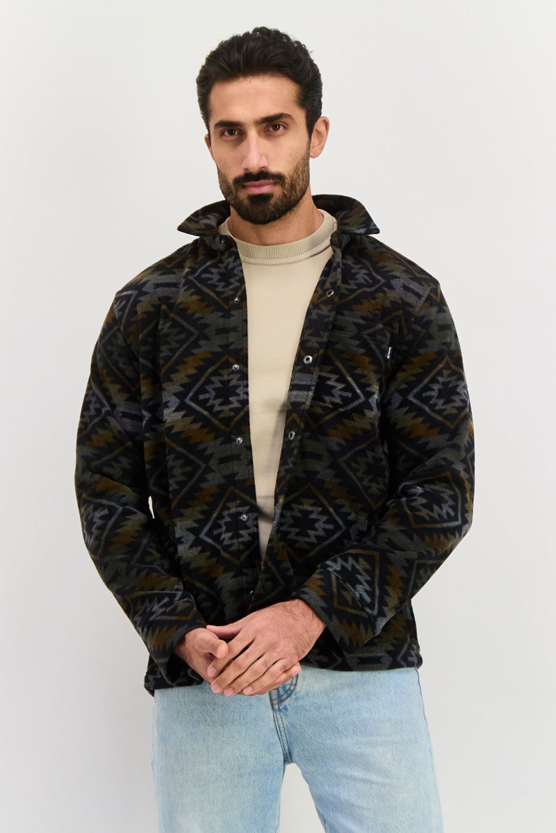 Hurley Men Abstract Print Jacket Shirt, Black - Image 1