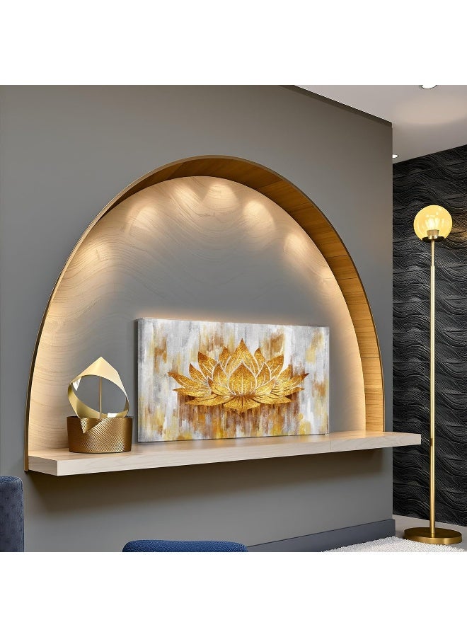 Home Trove Gold Lotus Flower Wall Art Abstract Golden Floral Painting Canvas Prints Zen Artwork For Home Office Living Room Decor Gallery Ready To Hang 20X36Inch  - Image 2