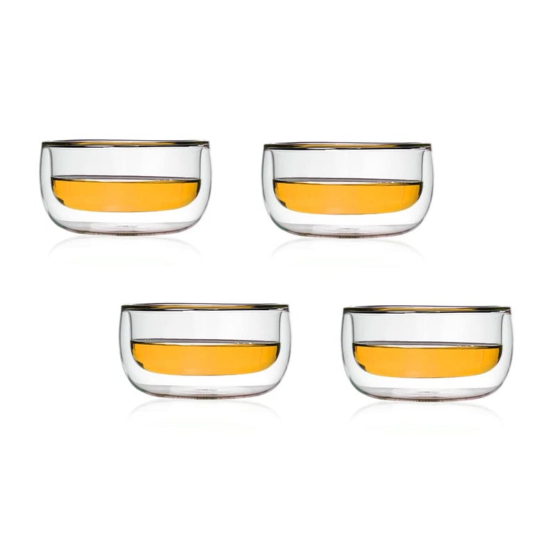 EZ Life EZ Life Borosilicate Glass Groovy Soup Bowls, Insulated Glass Bowls for Kitchen, Perfect for Hot and Cold Foods, Salad, Fruit, Round Dessert Serving Bowl - Transparent - 300ml (4)  - Image 1