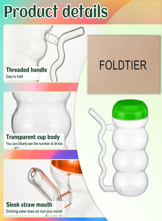 FoldTier 3 Pcs Sip a Mug 14 oz Easy to Grip Plastic Kid's Cup Where the Handle Is the Straw Clear Sippy Cups Spill Proof Mug for Everyday Use for Kids Elderly Disabled and Handicapped, 3 Colors Lid - Image 3