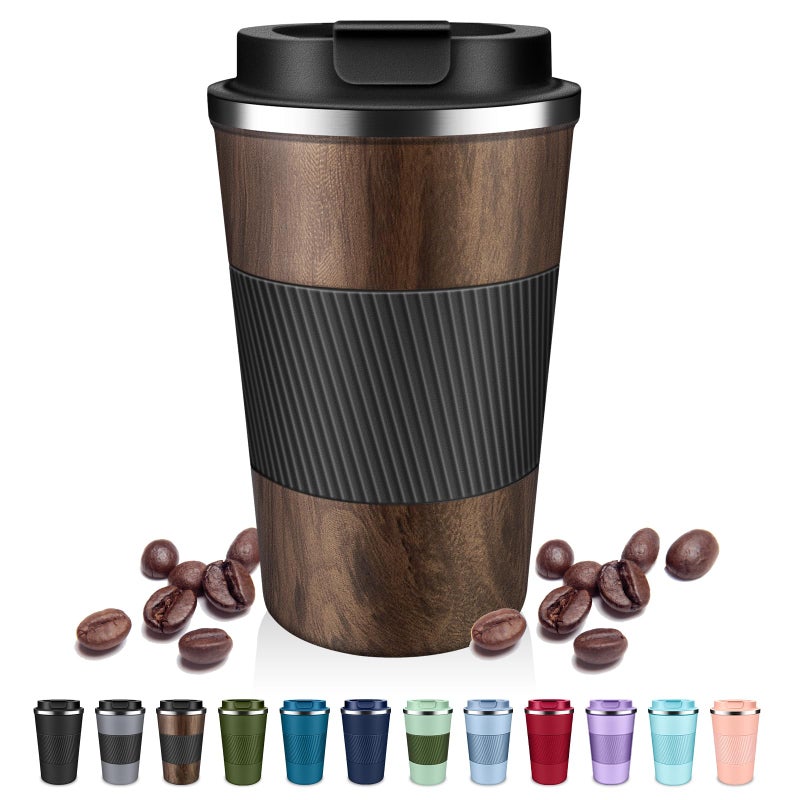 DUBUXW Insulated Coffee Tumblers with Flip Lid 12oz / 17oz  Stainless Steel Travel Coffee Mug Leak Proof  Vacuum Insulated Coffee Mug Thermos Cup  Keeps Cold and Hot for Coffee Tea - Image 1