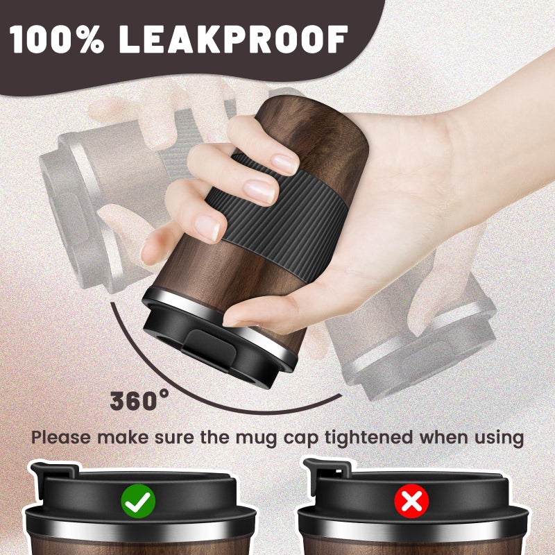 DUBUXW Insulated Coffee Tumblers with Flip Lid 12oz / 17oz  Stainless Steel Travel Coffee Mug Leak Proof  Vacuum Insulated Coffee Mug Thermos Cup  Keeps Cold and Hot for Coffee Tea - Image 3