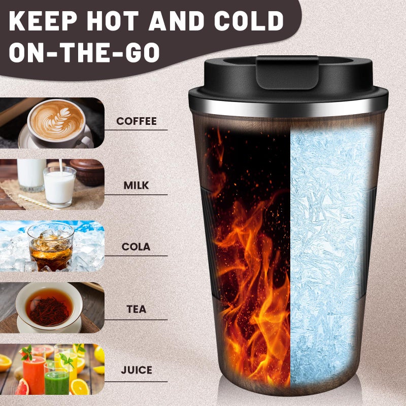 DUBUXW Insulated Coffee Tumblers with Flip Lid 12oz / 17oz  Stainless Steel Travel Coffee Mug Leak Proof  Vacuum Insulated Coffee Mug Thermos Cup  Keeps Cold and Hot for Coffee Tea - Image 5