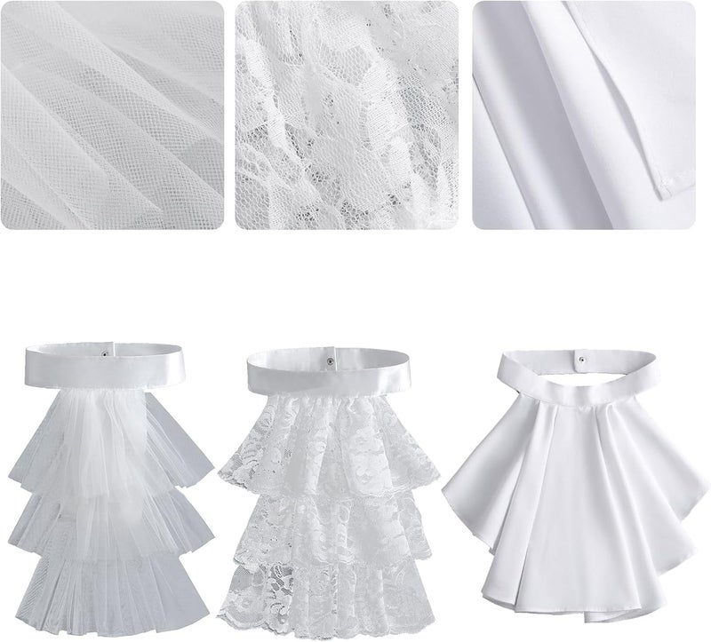 Detachable Ruffled Multi-Layer Lace False Collar (Suitable for Victorian Colonial Costumes, Historical Role Play) White - Image 2