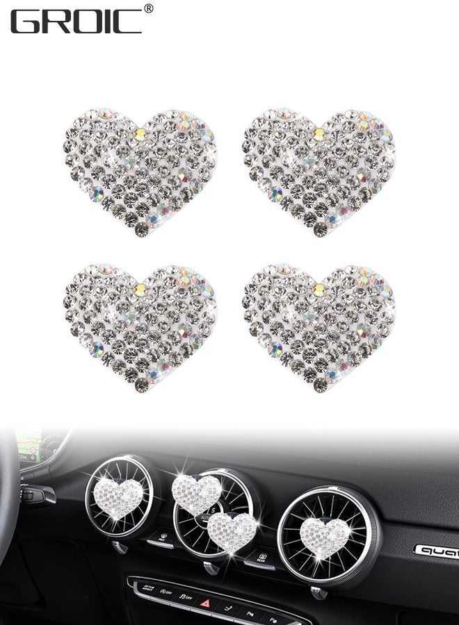 GROIC 4Pcs Bling Heart Air Vent Clips,Crystal Car Fresheners Clips,Car Diffuser Clip Decoration Interior Decor Cute Accessories - Image 1