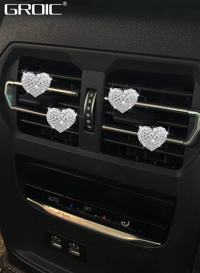 GROIC 4Pcs Bling Heart Air Vent Clips,Crystal Car Fresheners Clips,Car Diffuser Clip Decoration Interior Decor Cute Accessories - Image 2