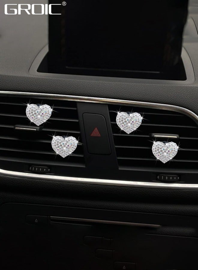 GROIC 4Pcs Bling Heart Air Vent Clips,Crystal Car Fresheners Clips,Car Diffuser Clip Decoration Interior Decor Cute Accessories - Image 5