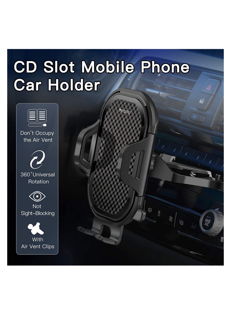 Universal Air Vent CD Slot Car Cell Phone Holder Compatible with iPhone 12/11Pro/Xs MAX/XR/8, Galaxy S20/S10+/S9, Phone Mount CD Players
