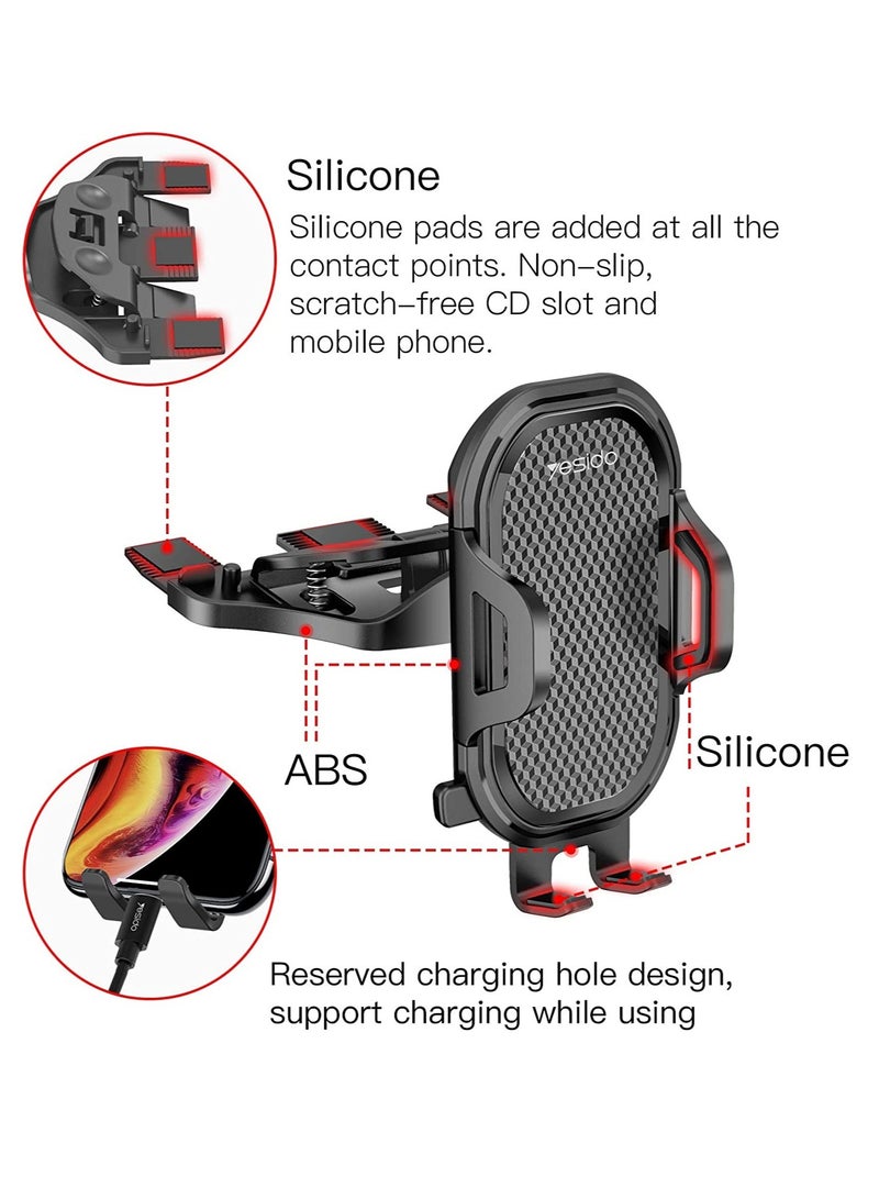 Universal Air Vent CD Slot Car Cell Phone Holder Compatible with iPhone 12/11Pro/Xs MAX/XR/8, Galaxy S20/S10+/S9, Phone Mount CD Players