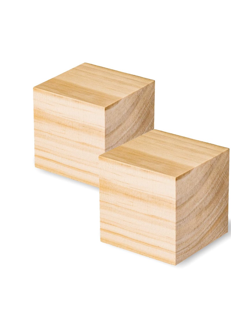 SIWUCHYE Large Wooden Blocks for Crafts Unfinished Wood Cubes 3 Inch Natural Blank Square Wooden Blocks for Arts Baby Shower DIY Projects 