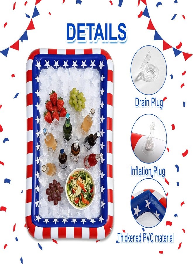 Beanewone Patriotic Inflatable Ice Serving Bar, 4th of July Cooler Serving Tray for Salad, Food & Drinks, Ideal for Pool Parties, Memorial Day & Independence Day BBQ Supplies - Image 3