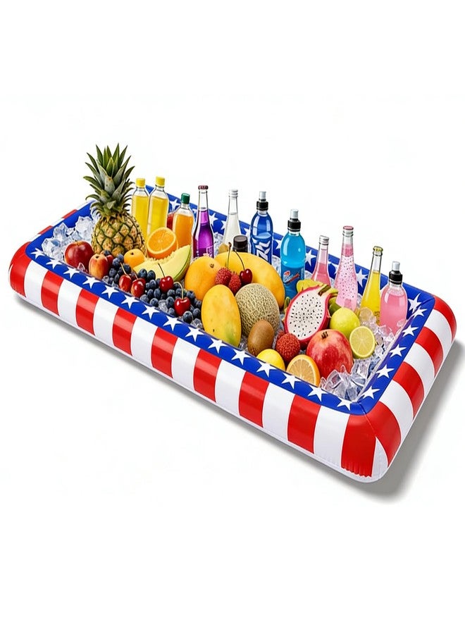 Beanewone Patriotic Inflatable Ice Serving Bar, 4th of July Cooler Serving Tray for Salad, Food & Drinks, Ideal for Pool Parties, Memorial Day & Independence Day BBQ Supplies - Image 1