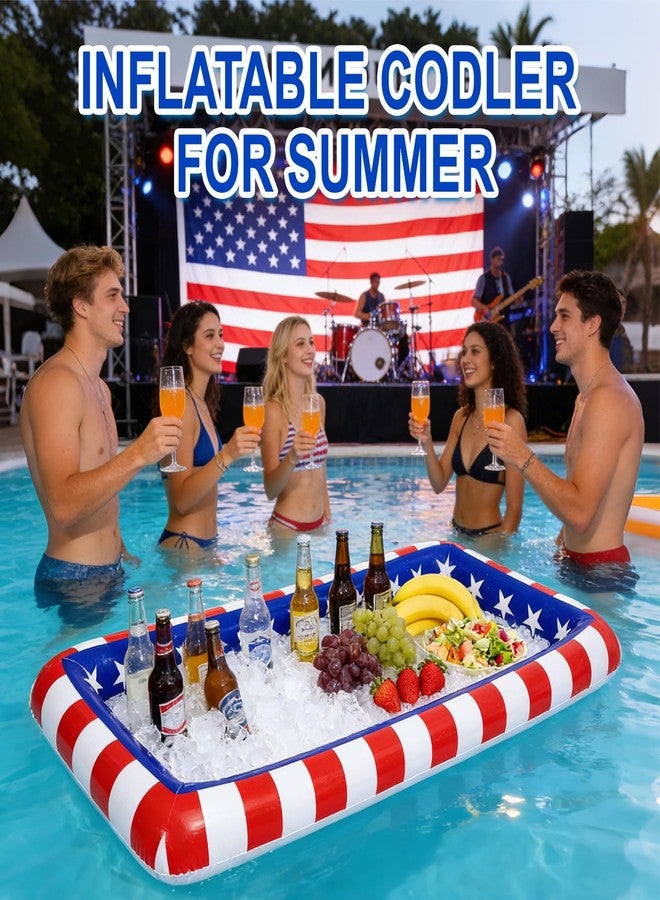 Beanewone Patriotic Inflatable Ice Serving Bar, 4th of July Cooler Serving Tray for Salad, Food & Drinks, Ideal for Pool Parties, Memorial Day & Independence Day BBQ Supplies - Image 5