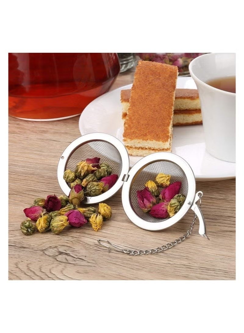 قطعتان من كرات الشاي الشبكية المصنوعة من الفولاذ المقاوم للصدأ مقاس 2.1 بوصة، مصافي الشاي، موزع فاصل للشاي - Image 5