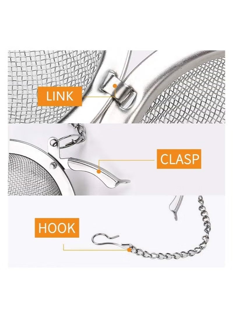 قطعتان من كرات الشاي الشبكية المصنوعة من الفولاذ المقاوم للصدأ مقاس 2.1 بوصة، مصافي الشاي، موزع فاصل للشاي - Image 3