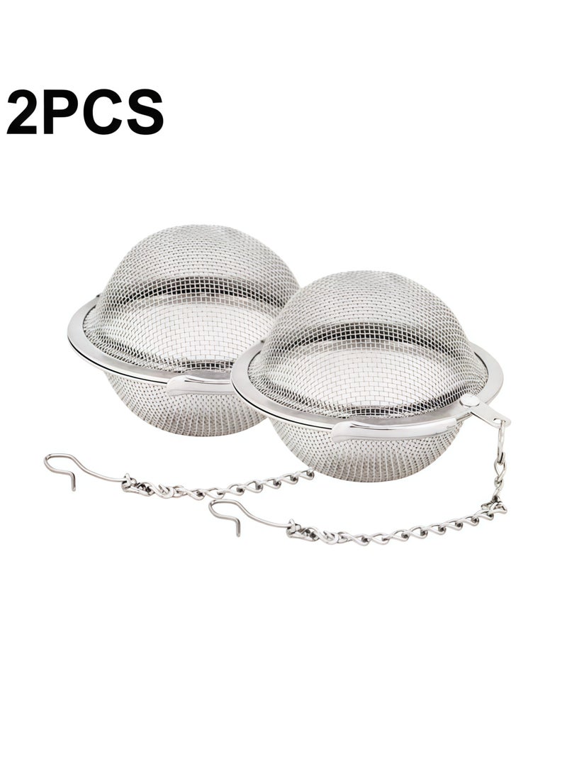 قطعتان من كرات الشاي الشبكية المصنوعة من الفولاذ المقاوم للصدأ مقاس 2.1 بوصة، مصافي الشاي، موزع فاصل للشاي - Image 1