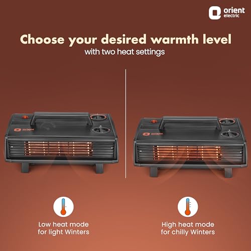 Orient Electric Heat Convector Compact Heater | 2000W with two heat settings | Quick Heating with two fans | Neon Indicator| 2-year warranty by Orient | Black - Image 4