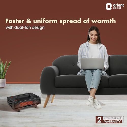 Orient Electric Heat Convector Compact Heater | 2000W with two heat settings | Quick Heating with two fans | Neon Indicator| 2-year warranty by Orient | Black - Image 2