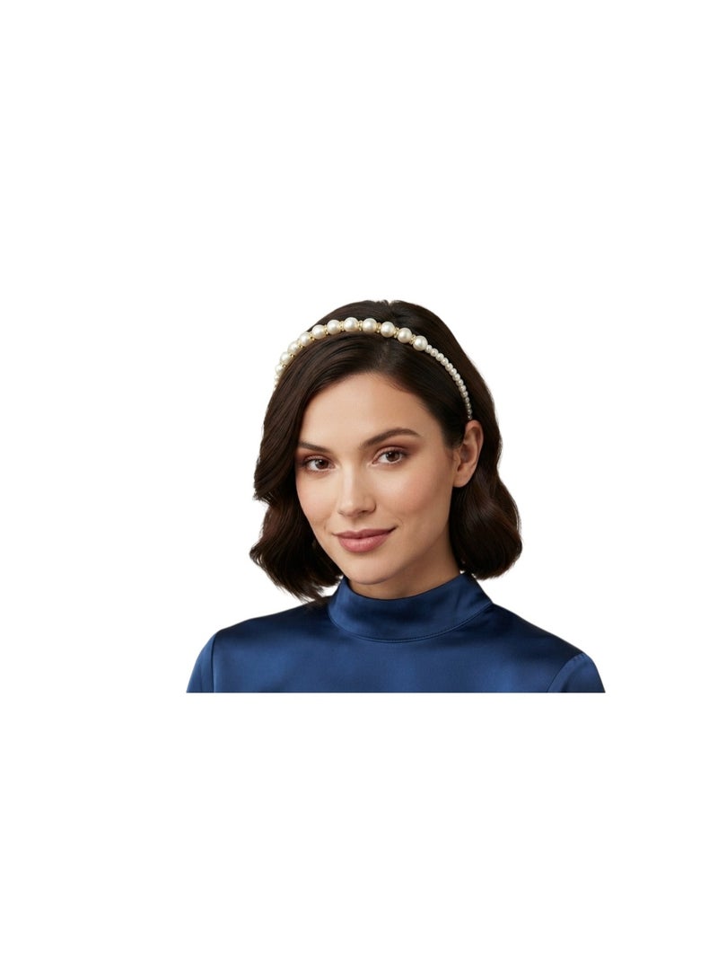 ​طوق شعر حريمي بتصميم لؤلؤ و فصوص مرصعة أنيق للمناسبات وخروجات اليوم - Image 1