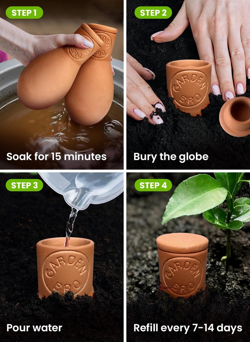 GARDENBRO 4 Pcs Ollas Terracotta Watering Pots Large - 14 Oz Terracotta Self Watering Globes For 1-week Easy To Refill - Clay Garden Olla Pots Plant Waterers While On Vacation Outdoor & Indoor [4pcs Large 14oz] - Image 5