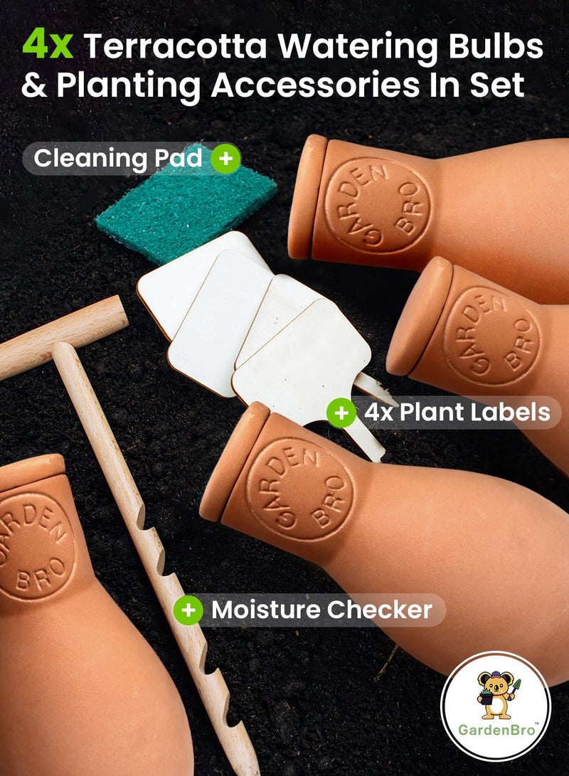 GARDENBRO 4 Pcs Ollas Terracotta Watering Pots Large - 14 Oz Terracotta Self Watering Globes For 1-week Easy To Refill - Clay Garden Olla Pots Plant Waterers While On Vacation Outdoor & Indoor [4pcs Large 14oz] - Image 3