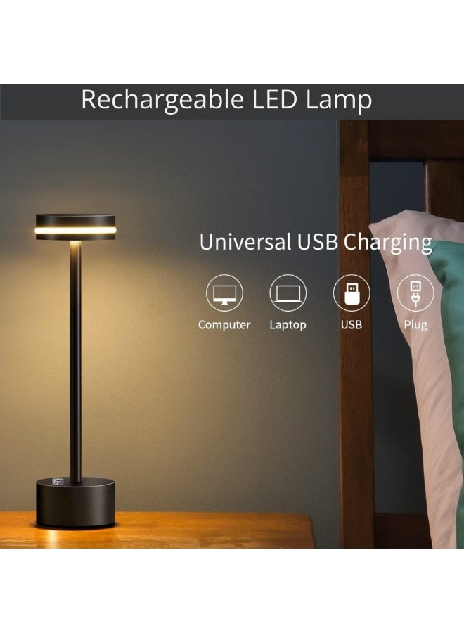 فيو مصباح طاولة LED محمول مصباح مكتبي مصباح جانبي ليلي مع مستشعر باللمس 3 ألوان قابل للتعتيم مصباح جانبي ليلي قابل لإعادة الشحن بدون سلك مصباح بلمسة واحدة 3 طرق لتعتيم سلس منفذ شحن USB C مصباح زخرفي يتغير لونه قابل لإعادة الشحن للمنزل غرفة الأطفال حضانة الأطفال غرفة النوم إضاءة ليلية للمنزل تخييم مطعم مقهى بار هدية  - Image 3