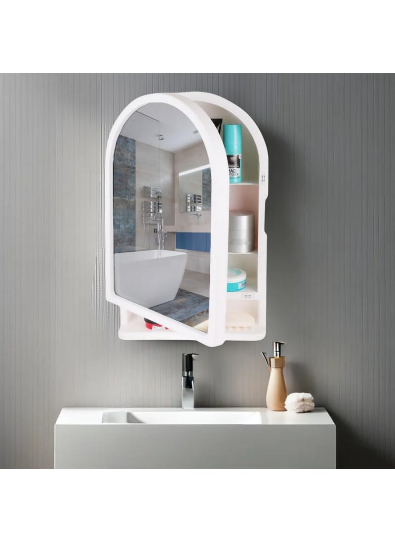 CIPLA PLAST CIPLA PLAST Ideal Mirror Cabinet Multipurpose Cabinet Wall Mounted Hanging Mirror for Home Decor Bathroom Accessories Mirror Cabinet for Living Room Bathroom Bedroom BRC932 ColorIvory  - Image 4
