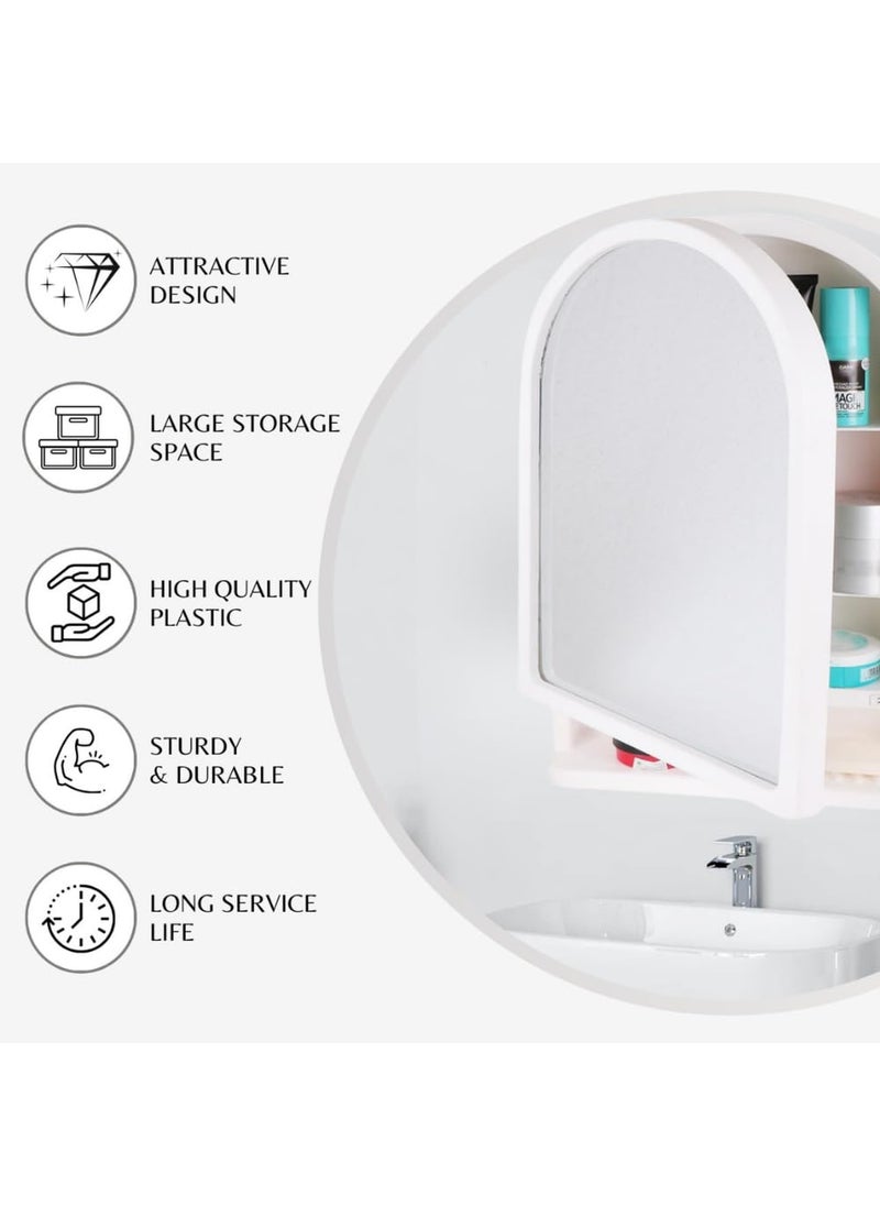 CIPLA PLAST CIPLA PLAST Ideal Mirror Cabinet Multipurpose Cabinet Wall Mounted Hanging Mirror for Home Decor Bathroom Accessories Mirror Cabinet for Living Room Bathroom Bedroom BRC932 ColorIvory  - Image 3