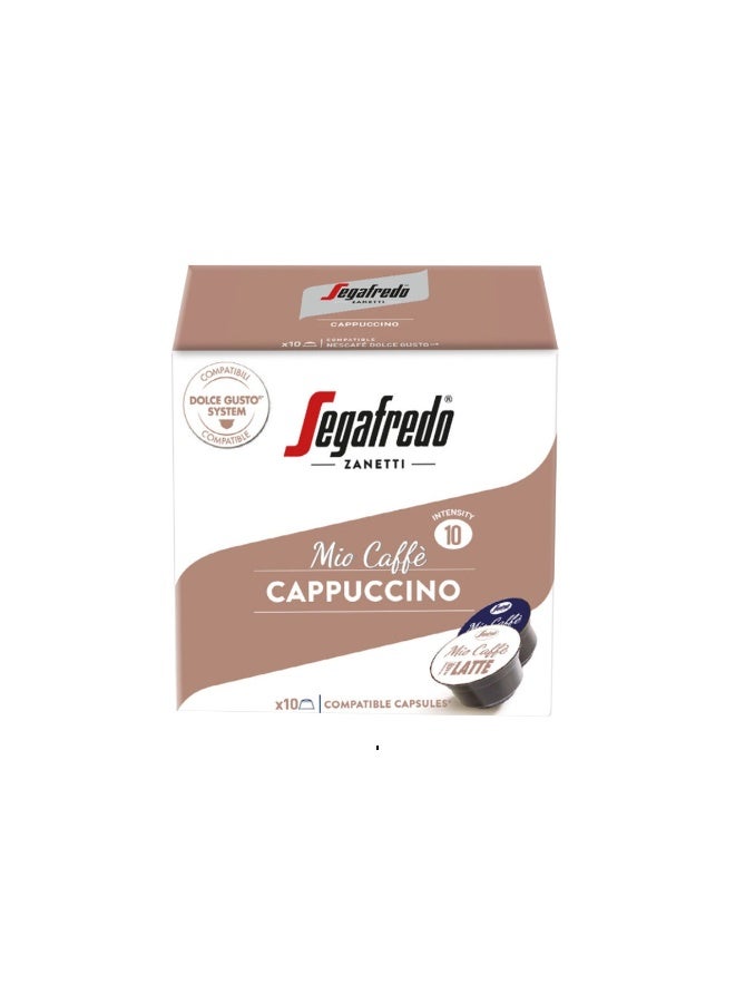 Mio Caffe Cappuccino Roasted Ground Coffee Intensity 10, 10 Capsules