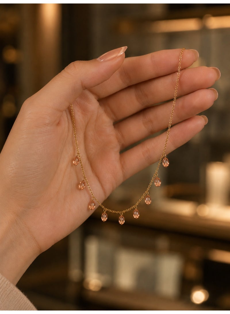 3Diamonds Gold Plated Crystal Drop Necklace for Women - Image 2